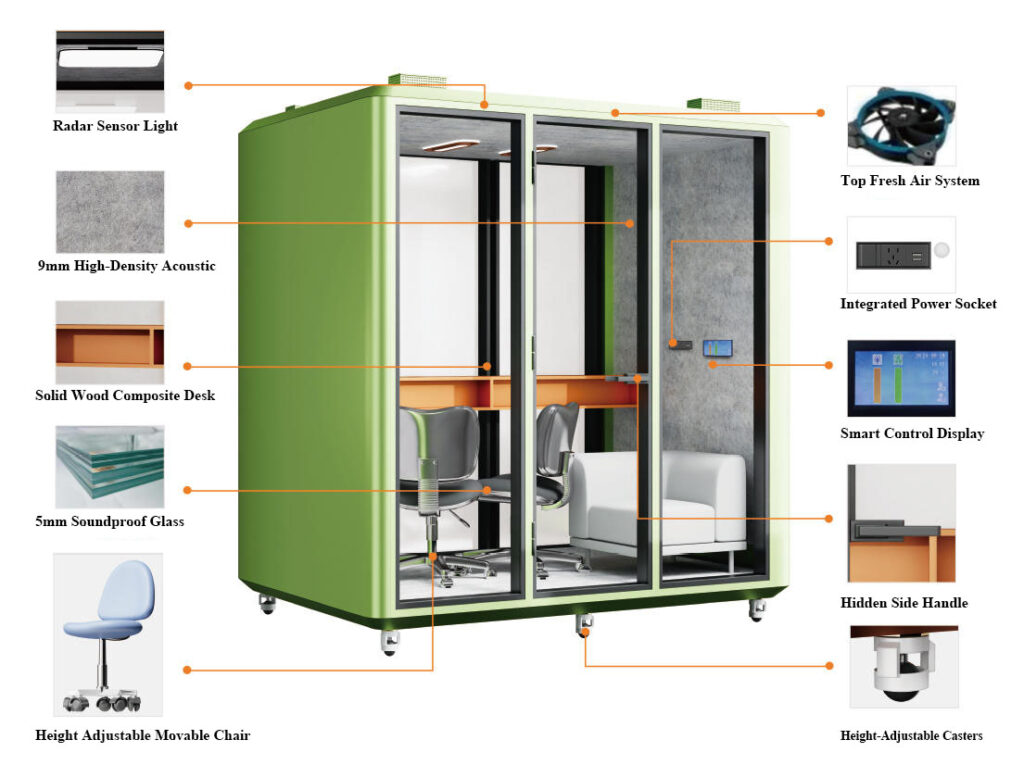4 person office pod structure